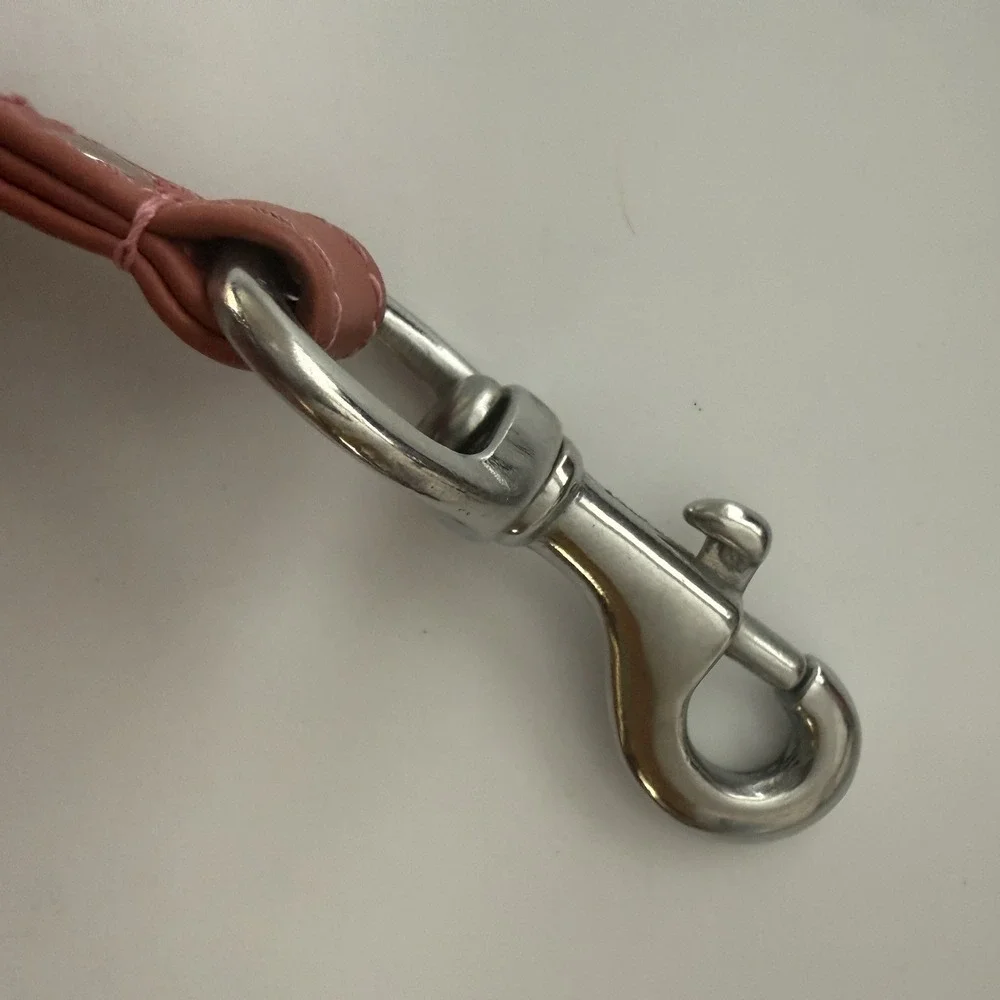 Angel Alpine Pink Leather 5' Long Dog Leash